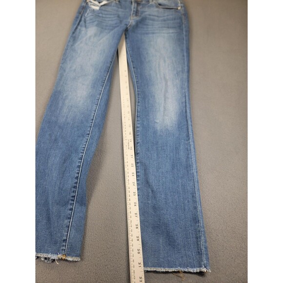 Judy Blue Jeans Womens 15 Blue Straight Fit Distressed Raw Hem Stretch Denim - Picture 2 of 13